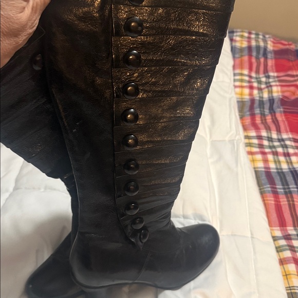 Easton Black Buttoned Heeled Boots - Picture 9 of 12